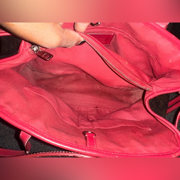 Used coach tote red and brown - Picture 6 of 10